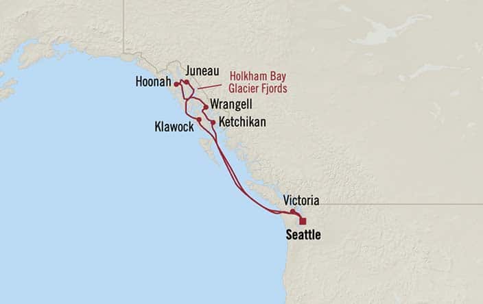 Carte de l’itinéraire Riviera, Aller-retour au départ de Seattle