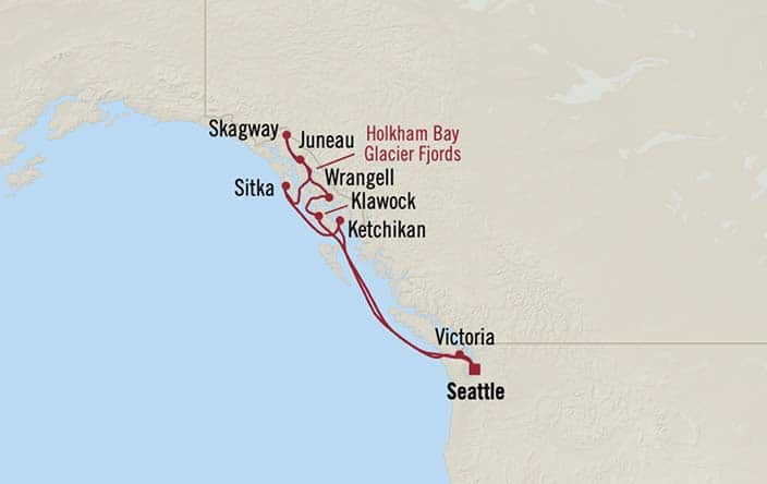 Carte de l’itinéraire Riviera, Aller-retour au départ de Seattle
