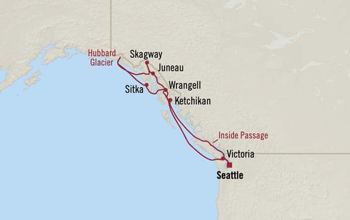 Carte de l’itinéraire Riviera, Aller-retour au départ de Seattle