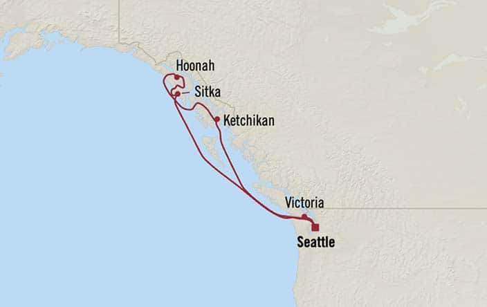 Carte de l’itinéraire Riviera, Aller-retour au départ de Seattle
