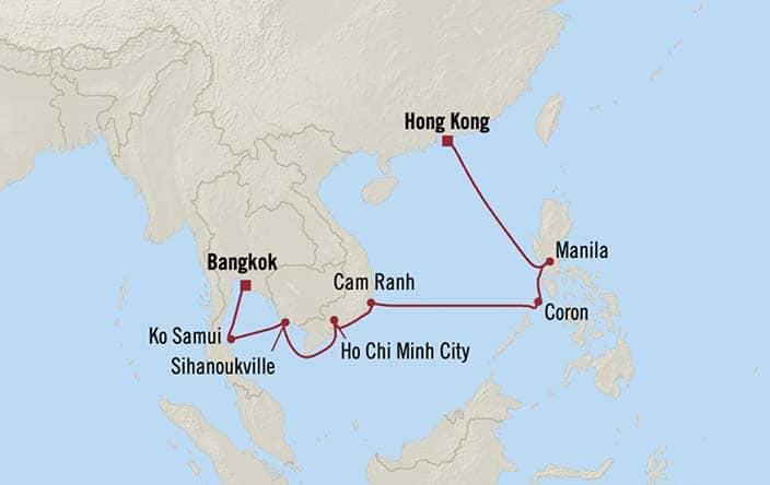 Carte de l’itinéraire Riviera, Bangkok (Laem Chabang) → Hong Kong