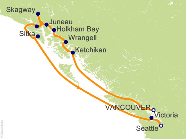 Carte de l’itinéraire Riviera, Vancouver → Seattle