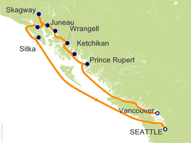 Carte de l’itinéraire Riviera, Seattle → Vancouver