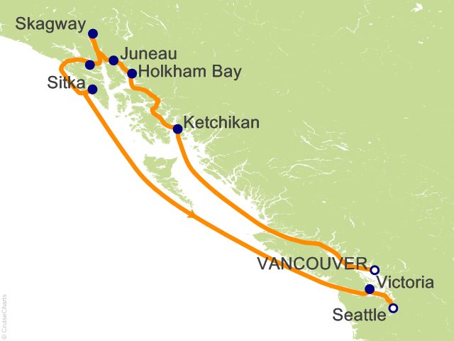 Carte de l’itinéraire Riviera, Vancouver → Seattle