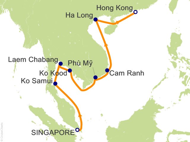 Carte de l’itinéraire Riviera, Singapour → Hong Kong