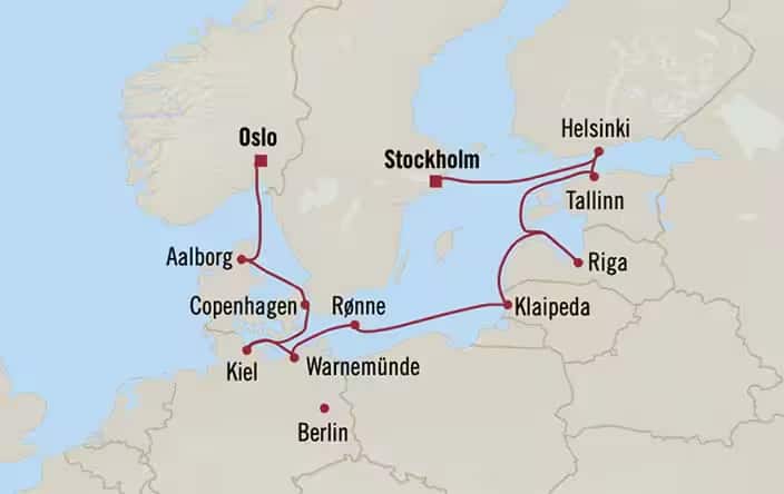 Carte de l’itinéraire Sirena, Oslo → Stockholm