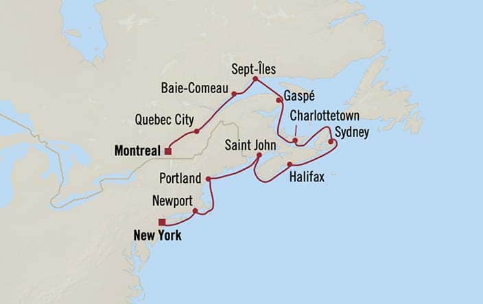 Carte de l’itinéraire Sirena, New York → Montreal