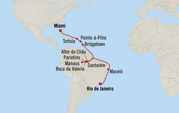 Carte de l’itinéraire Sirena, Rio de Janeiro → Miami