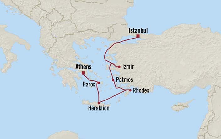 Carte de l’itinéraire Sonata, Athènes (Port of Le Pirée) → Istanbul