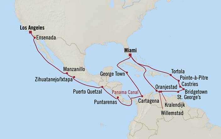Carte de l’itinéraire Sonata, Miami → Los Angeles