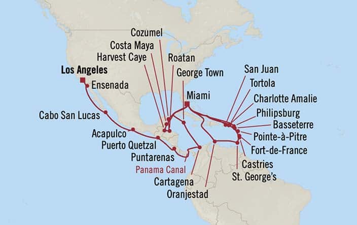 Carte de l’itinéraire Sonata, Los Angeles → Miami