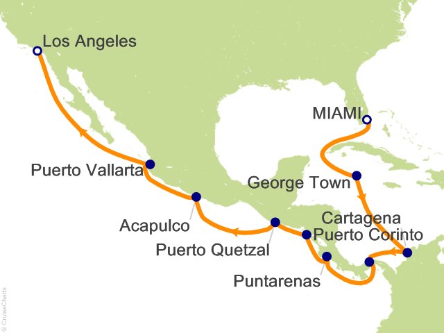 Carte de l’itinéraire Sonata, Miami → Los Angeles