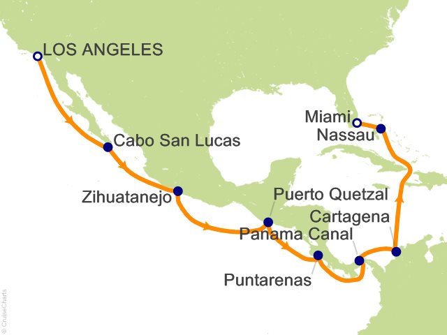 Carte de l’itinéraire Sonata, Los Angeles → Miami