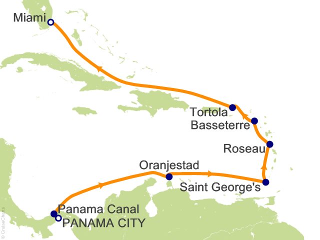 Carte de l’itinéraire Sonata, Panama → Miami