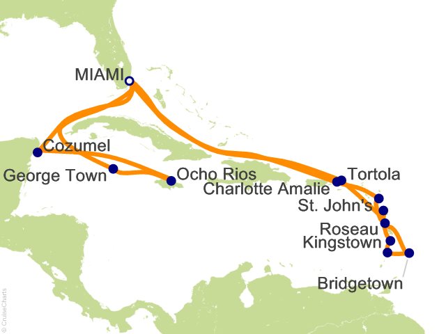 Carte de l’itinéraire Sonata, Miami → Miami