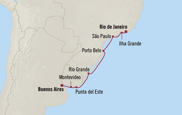 Carte de l’itinéraire Vista, Rio de Janeiro, Brésil → Buenos Aires, Argentine