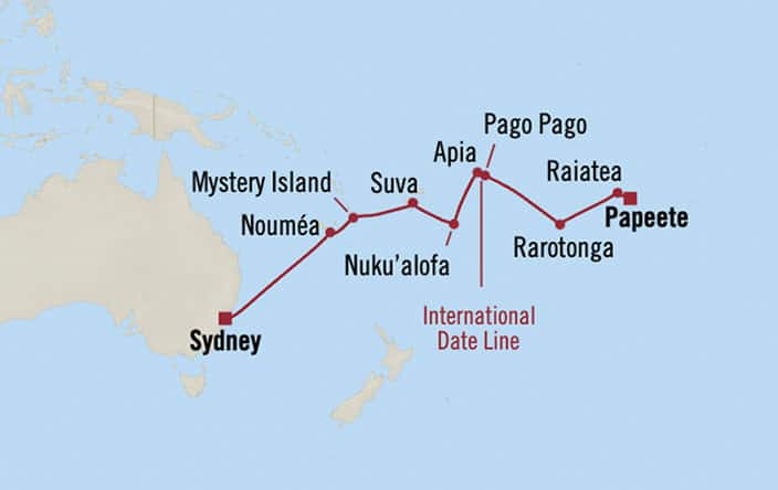 Carte de l’itinéraire Vista, Papeete (Tahiti) → Sydney