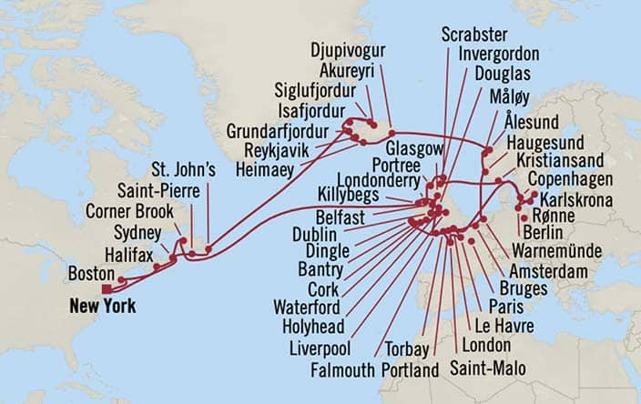Carte de l’itinéraire Vista, Aller-retour au départ de New York