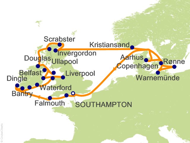 Carte de l’itinéraire Vista, Southampton → Southampton