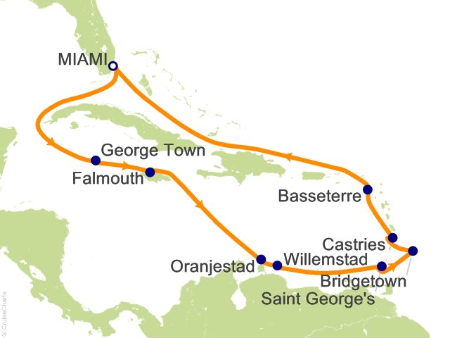 Carte de l’itinéraire Vista, Miami → Miami
