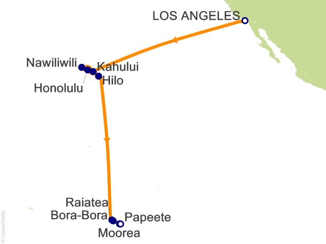 Carte de l’itinéraire Vista, Los Angeles → Papeete