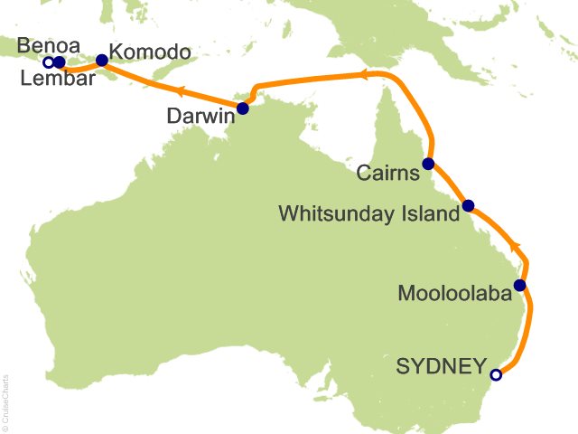 Carte de l’itinéraire Vista, Sydney → Bali (Benoa)