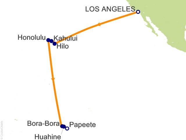 Carte de l’itinéraire Vista, Los Angeles → Papeete