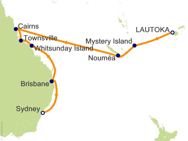 Carte de l’itinéraire Vista, Lautoka → Sydney
