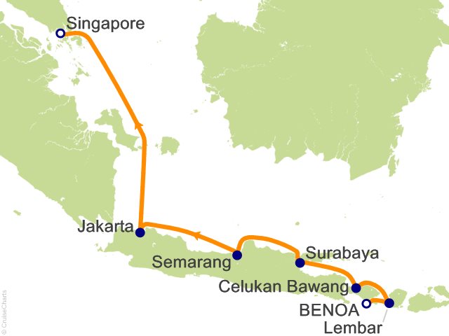 Carte de l’itinéraire Vista, Bali (Benoa) → Singapour
