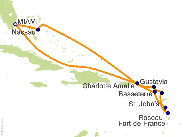 Carte de l’itinéraire Vista, Miami → Miami