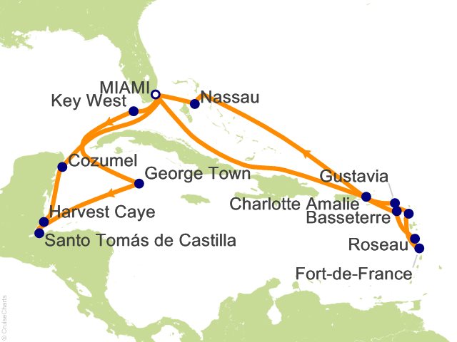 Carte de l’itinéraire Vista, Miami → Miami