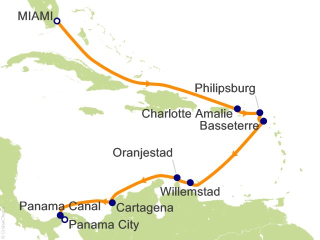 Carte de l’itinéraire Vista, Miami → Panama