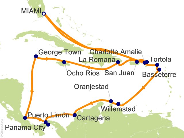 Carte de l’itinéraire Vista, Miami → Miami