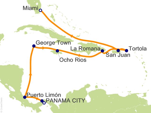 Carte de l’itinéraire Vista, Panama → Miami