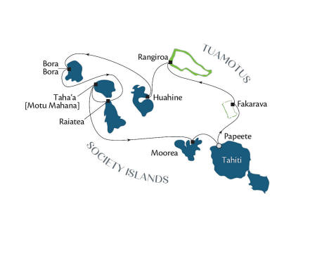 Carte de l’itinéraire Paul Gauguin, Tahiti, Society Islands (Polynésie française) → Tahiti, Society Islands (Polynésie française)