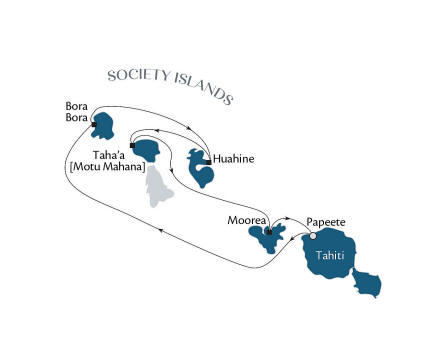 Carte de l’itinéraire Paul Gauguin, Tahiti, Society Islands (Polynésie française) → Tahiti, Society Islands (Polynésie française)