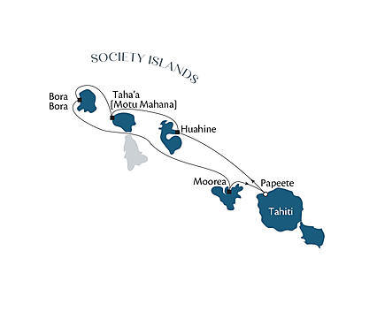 Carte de l’itinéraire Paul Gauguin, Tahiti, Society Islands (Polynésie française) → Tahiti, Society Islands (Polynésie française)