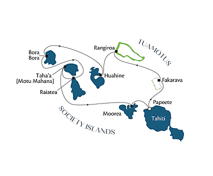 Carte de l’itinéraire Paul Gauguin, Tahiti, Society Islands (Polynésie française) → Tahiti, Society Islands (Polynésie française)