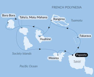 Carte de l’itinéraire Paul Gauguin, Tahiti, Society Islands (Polynésie française) → Tahiti, Society Islands (Polynésie française)