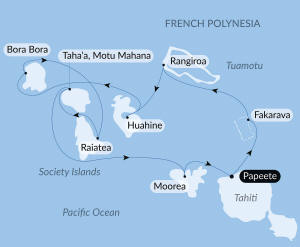 Carte de l’itinéraire Paul Gauguin, Tahiti, Society Islands (Polynésie française) → Tahiti, Society Islands (Polynésie française)