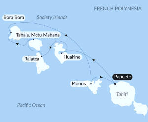 Carte de l’itinéraire Paul Gauguin, Tahiti, Society Islands (Polynésie française) → Tahiti, Society Islands (Polynésie française)