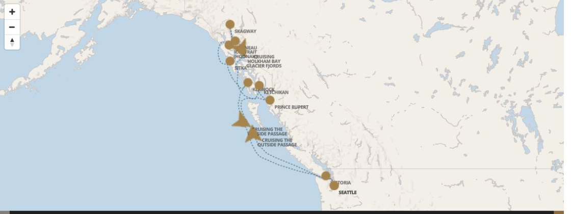 Carte de l’itinéraire Seven Seas Explorer, Seattle → Seattle
