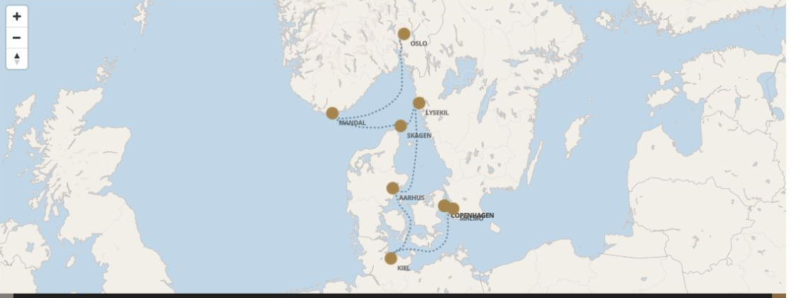 Carte de l’itinéraire Seven Seas Grandeur, Oslo → Copenhague