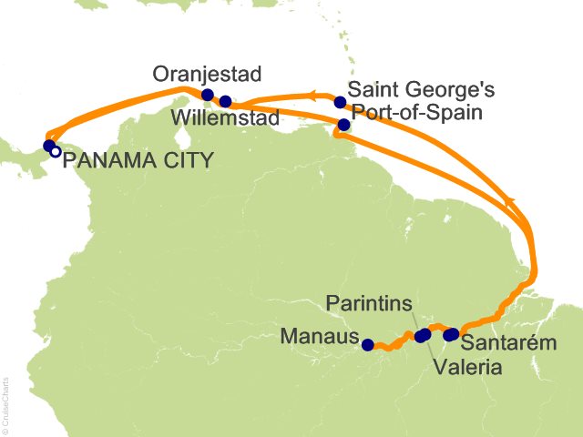 Carte de l’itinéraire Seven Seas Grandeur, Panama → Panama