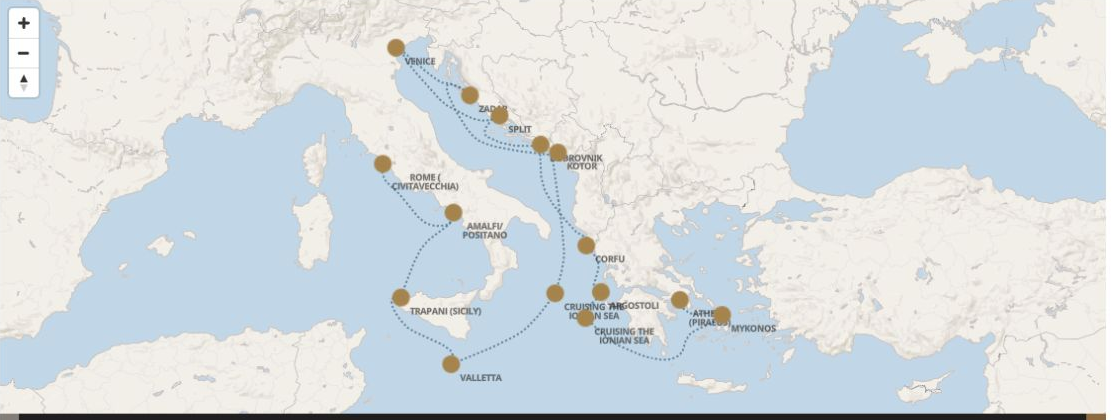 Carte de l’itinéraire Seven Seas Grandeur, Rome (Civitavecchia) → Athènes (Le Pirée)