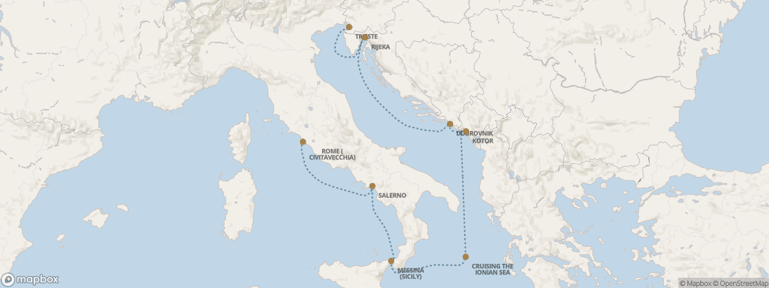 Carte de l’itinéraire Seven Seas Prestige, Rome (Civitavecchia) → Trieste