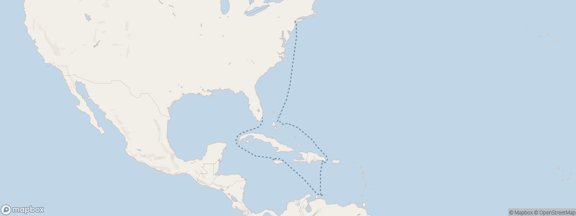 Carte de l’itinéraire Seven Seas Prestige, New York → Miami