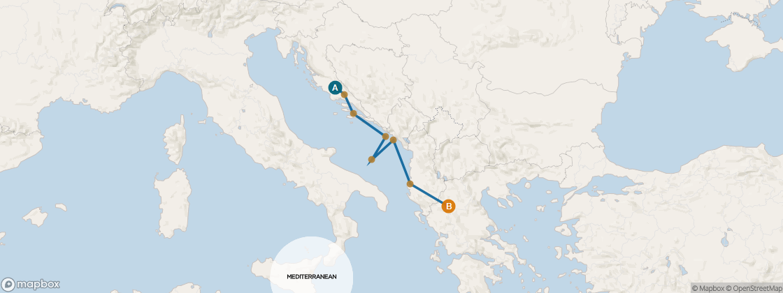 Carte de l’itinéraire Seven Seas Splendor, Trieste → Athènes (Le Pirée)