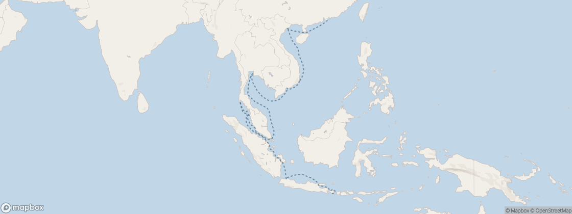 Carte de l’itinéraire Seven Seas Splendor, Hong Kong → Bali (Benoa)