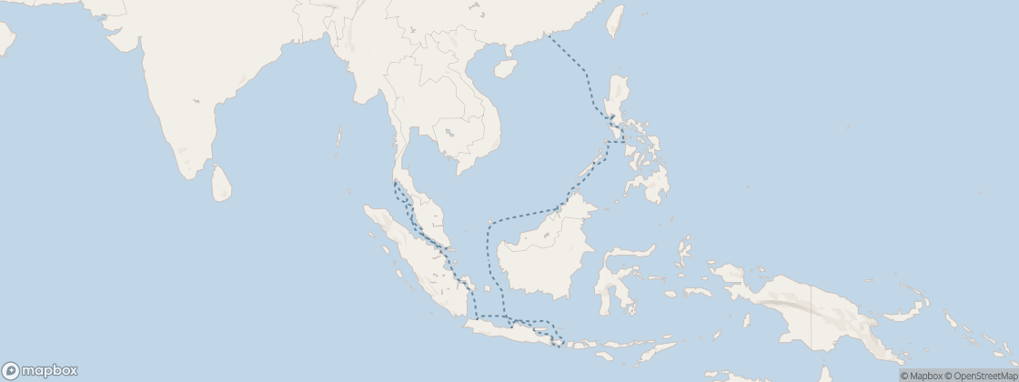 Carte de l’itinéraire Seven Seas Splendor, Singapour → Hong Kong